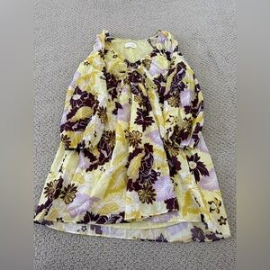 Anthropologie Yellow and Purple Floral Midi Dress